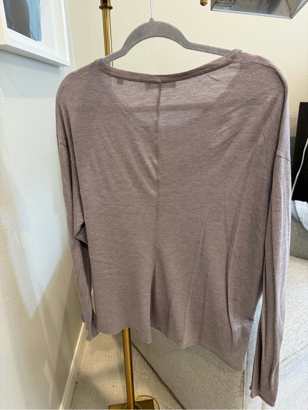 Vince Long-Sleeve Scoop Neck Top in Mauve - Picture 4 of 4